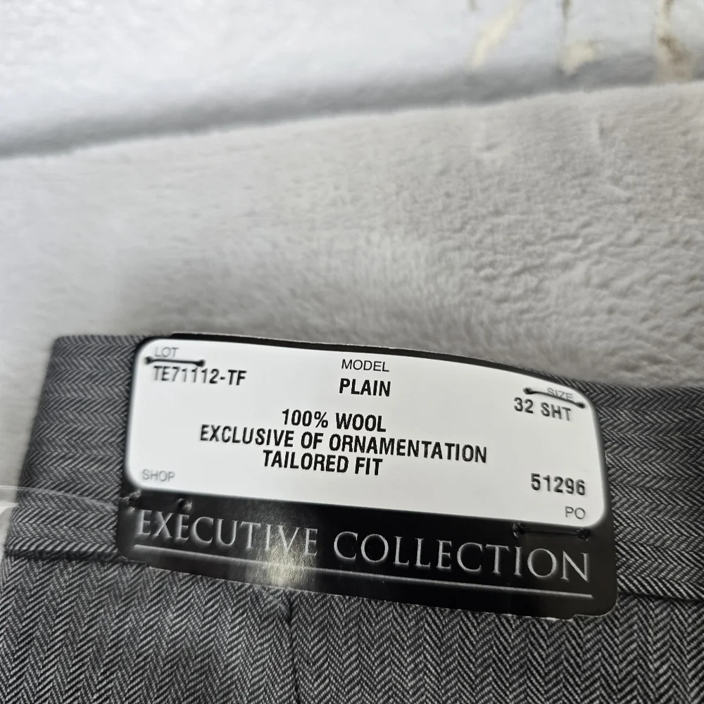 Jos A Bank Executive Collection Flat Front Pants Gray Sz 30 Unhemmed NWT